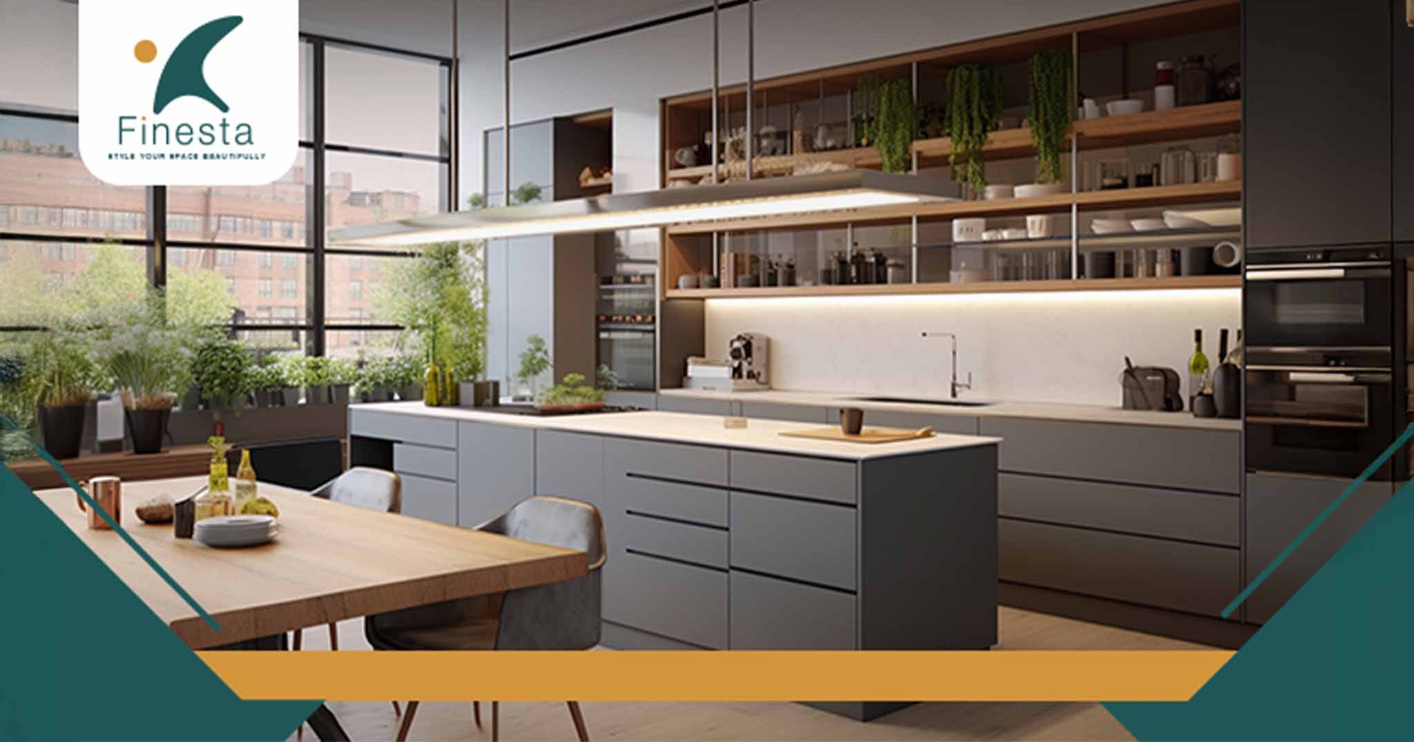 مطبخ مفتوح على الصالة مودرن